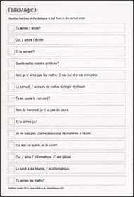 Line Jumble: number the lines of the dialogue in the correct order, or cut them out and rearrange.